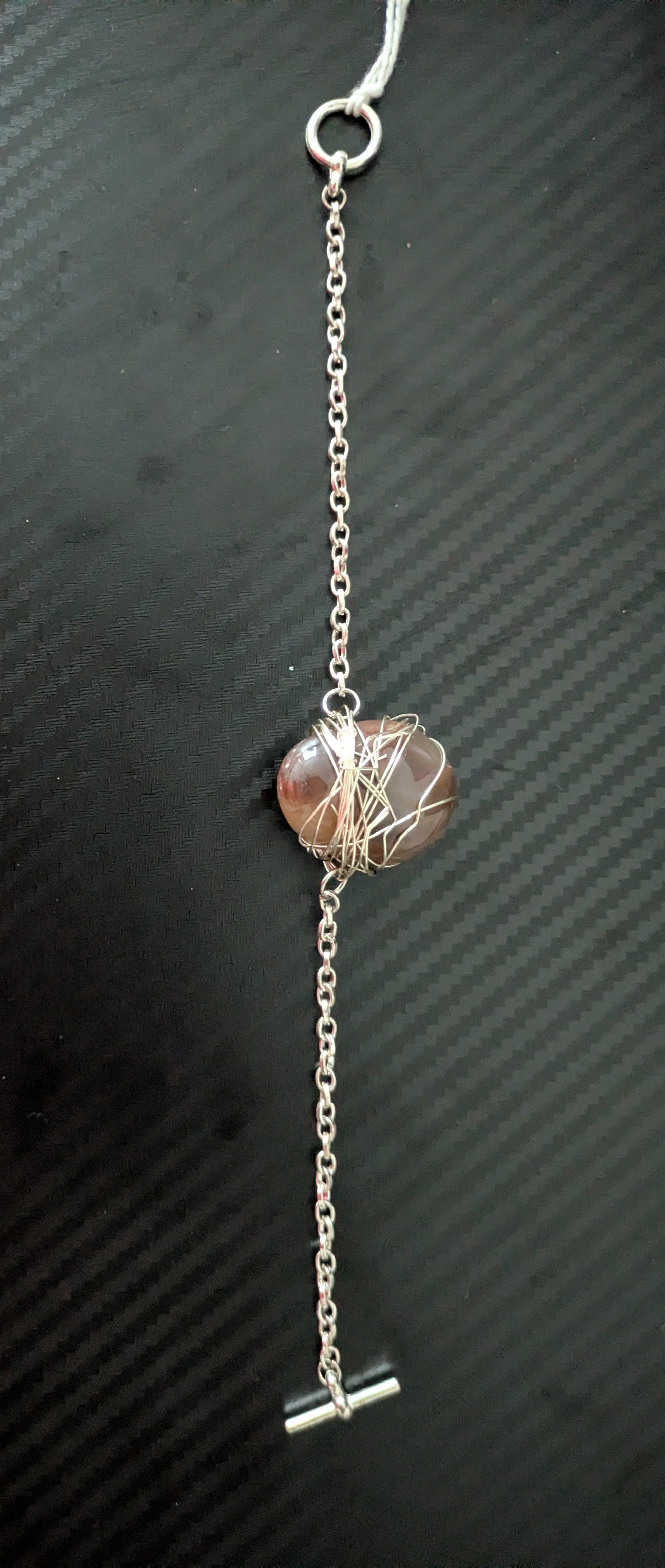 Brown Gemstone and Wire Wrapped Silver Plated Bracelet